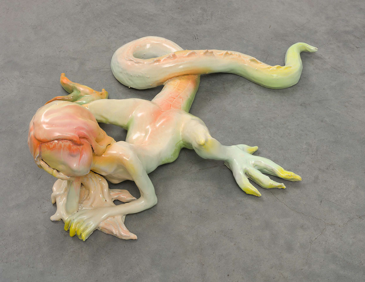 Apollinaria Broche,Feeling exceptionally unhuman, 2023 Glazed ceramic, 8 1/4 x 29 1/4 x 23 inches, 21 x 74.3 x 58.4 cm, © Apollinaria Broche, Courtesy the artist and Marianne Boesky Gallery