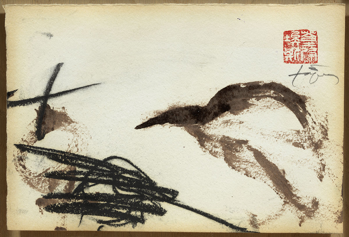 Antoni Tàpies, Sèrie Les merles III, 1989, Ink and charcoal on paper, 15 x 22 cm, Private Collection, Barcelona, © Comissió Tàpies / Vegap. De la fotografia: FotoGasull