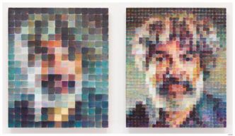 Chuck Close, Fred, 2017-2018, oil on canvas, 36” x 30 9 (Diptych), © Chuck Close, Courtesy Pace Gallery
