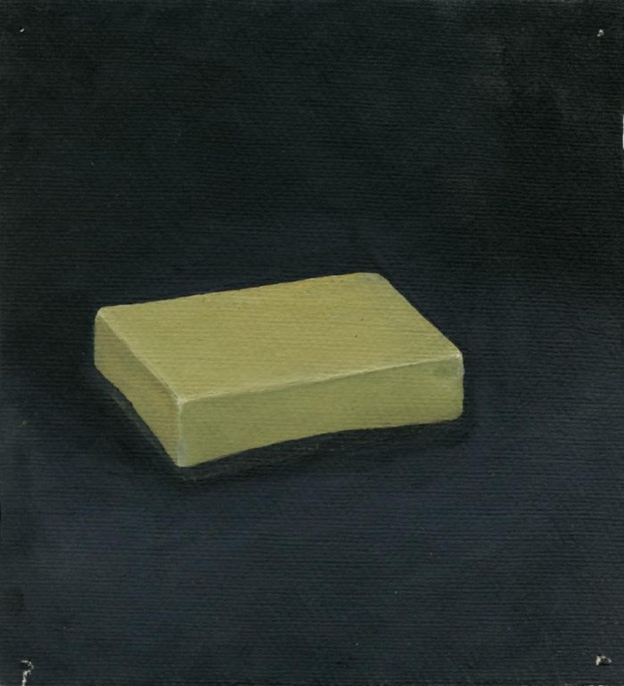 Vasilis Vasilakakis, Green Soap, 2020, Oil on paper, 21.5 x 20 cm, Christofis Collection, © Vasilis Vasilakakis, Courtesy the artist and Christos Christofis