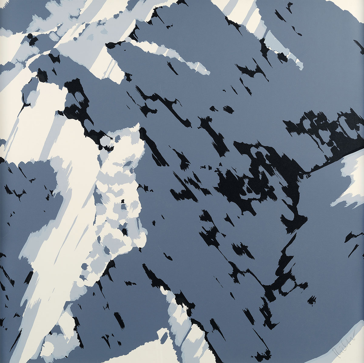 Gerhard Richter, Schweizer A/pen, [Swiss Alps], 1969, Al from the five part set of prints Schweizer A/pen, [Swiss Alps], screenprint on lightweight card, 69,5 x 69,5 cm, Museum Ludwig, Cologne, © Gerhard Richter 2024 (15022024) Repro: Rheinisches Bildarchiv, Cologne