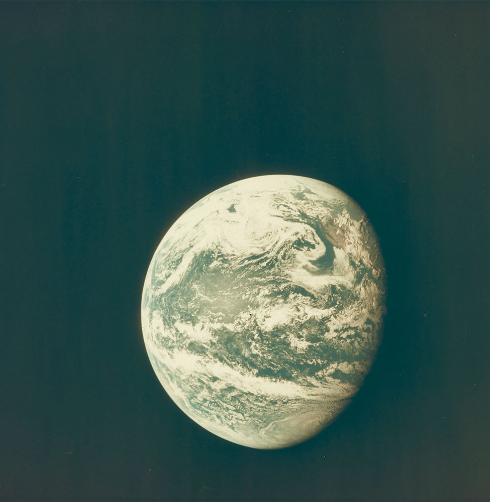 NASA, Earth View, 1969, C-Print on Kodakpaper, 18,2 x 17,8 cm, Museum Ludwig, Kain, © Image Science and Analysis Laboratory, NASA-Johnson Space Center, Repro: Rheinisches Bildarchiv, Cologne