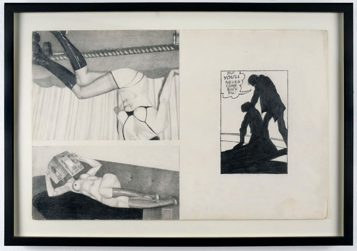 Jim Shaw, Untitled, 1974, Pencil on paper, 14 x 21 5/8 in / 23 5/8 x 31 1/2 x 2 5/32 in (framed), 35.6 x 55 cm / 60 x 80 x 5.5 cm (framed), © Jim Shaw, Courtesy the artist and Praz-Delavallade Gallery