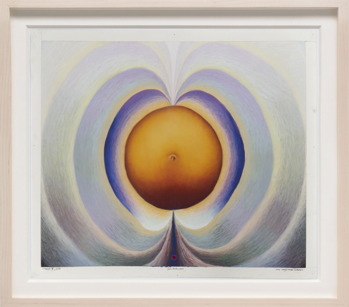 Loie Hollowell, One Centimeters Dilated, 2023, Oil, acrylic medium, and epoxy resin on linen over panel, 45 x 52 1/2 x 8 inches / 114.3 x 133.3 x 20.3 cm, © Loie Hollowell, Courtesy the artist and Pace Gallery