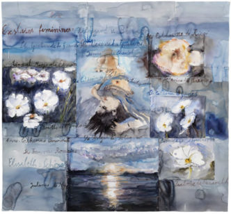 Anselm Kiefer, Extases féminines, 2013, Watercolor on paper, 114,50 x 123,5 cm, 45 1/8 x 48 5/8 in, 136 x 146 x 6 cm, with frame, 53 1/2 x 57 1/2 x 2 3/8 in, with frame, © Anselm Kiefer, Photo: Georges Poncet, Courtesy the artist and Fergus McCaffrey Gallery