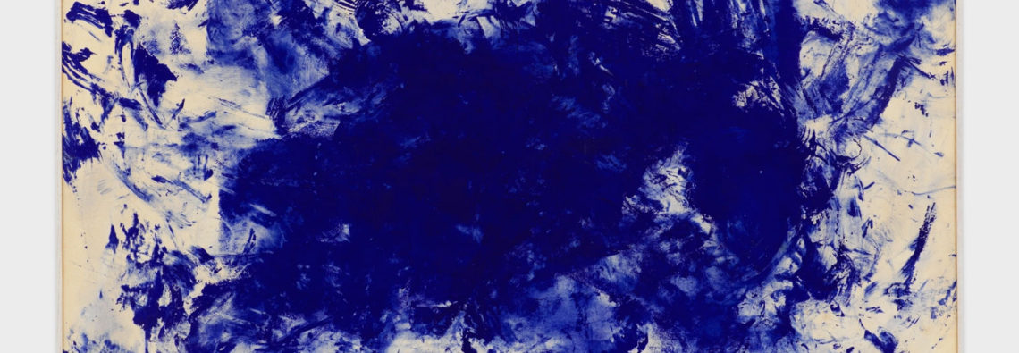 Yves Klein,Anthropométrie (Le Buffle) (ANT 93), c. 1960, Dry pigment and synthetic resin on paper mounted on canvas, 70¹⁄₁₆ × 110⅜ inches (178 × 280.4 cm), Courtesy Yves Klein Foundation, Paris, and Lévy Gorvy Dayan, New York