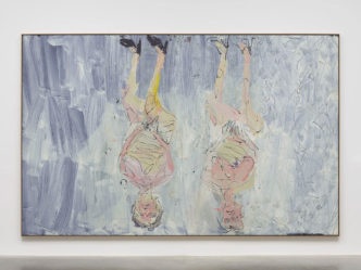 Georg Baselitz, Oh ho, siamo ritornati, am deutschen Wesen, Weltgenesungsbild (Oh ho, Siamo ritornati, through the German Spirit, World-Healing Image), 2023, Oil on canvas, 305 x 480 cm | 120 1/16 x 189 in., 309 x 484 x 5 cm | 121 5/8 x 190 9/16 x 1 15/16 in. (framed), © Georg Baselitz, Courtesy the artist and White Cube Gallery