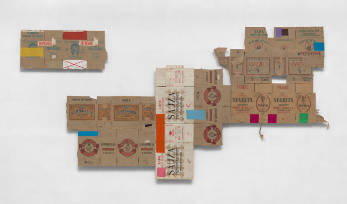 Robert Rauschenberg, Night Post / ROCI MEXICO, 1985. Acrylic, fabric and tape on cardboard, approx. 214 x 397 x 10 cm (84.25 x 156.3 x 3.94 in)., © Robert Rauschenberg Foundation, Courtesy Thaddaeus Ropac Gallery
