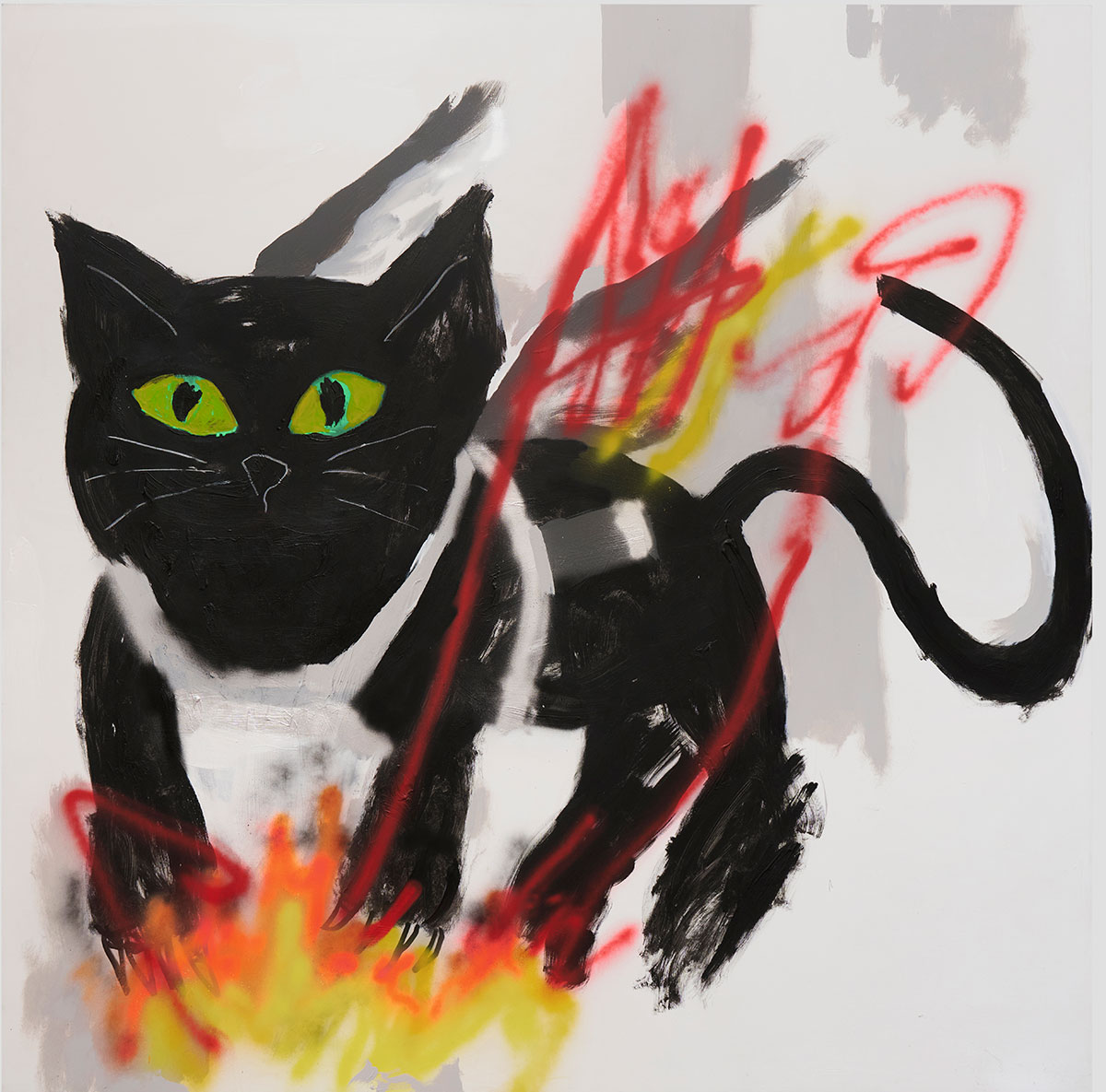 Robert NavaJumanji Learns Fire, 2019 Acrylic and grease pencil on canvas, 182,9 x 182,9. Collection of the artist. © Robert Nava, courtesy Pace Gallery. Photo: Jonathan Nesteruk, courtesy Pace Gallery.