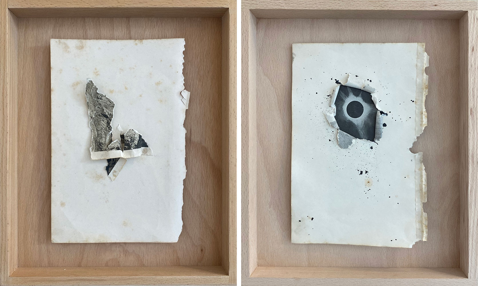 Lucia Tallová, 'From the series 'I am the land, You are the sea'', Collages on old books paper, 30 x 25 x 3 cm, 2020