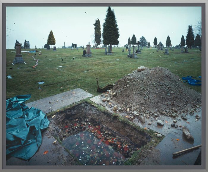 Jeff Wall, The Flooded Grave, 1998 – 2000, Transparency in lightbox, 228.5 x 282 cm | 89 15/16 x 111 in., 248 x 301 x 26 cm | 97 5/8 x 118 1/2 x 10 1/4 in. (framed), © Jeff Wall, Courtesy the artist and White Cube Gallery