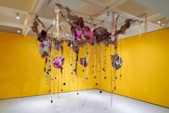 Installation view, “Acaye Kerunen: Unravel: The Power and Politics of Textiles in Art, Feb 14 – May 26, 2024, Barbican Art Gallery, London © Jo Underhill / Barbican Art Gallery