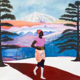 Jordan Watson, No Shoes, No Shirt, No Service, oil on canvas, 2022, 80 x 80 in. Courtesy the Artist
