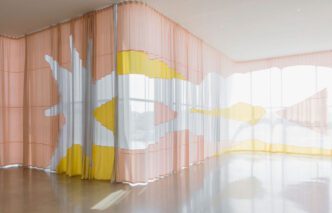 Céline Condorelli, In the Light of What We Know, 2023, textile. Courtesy of the artist
