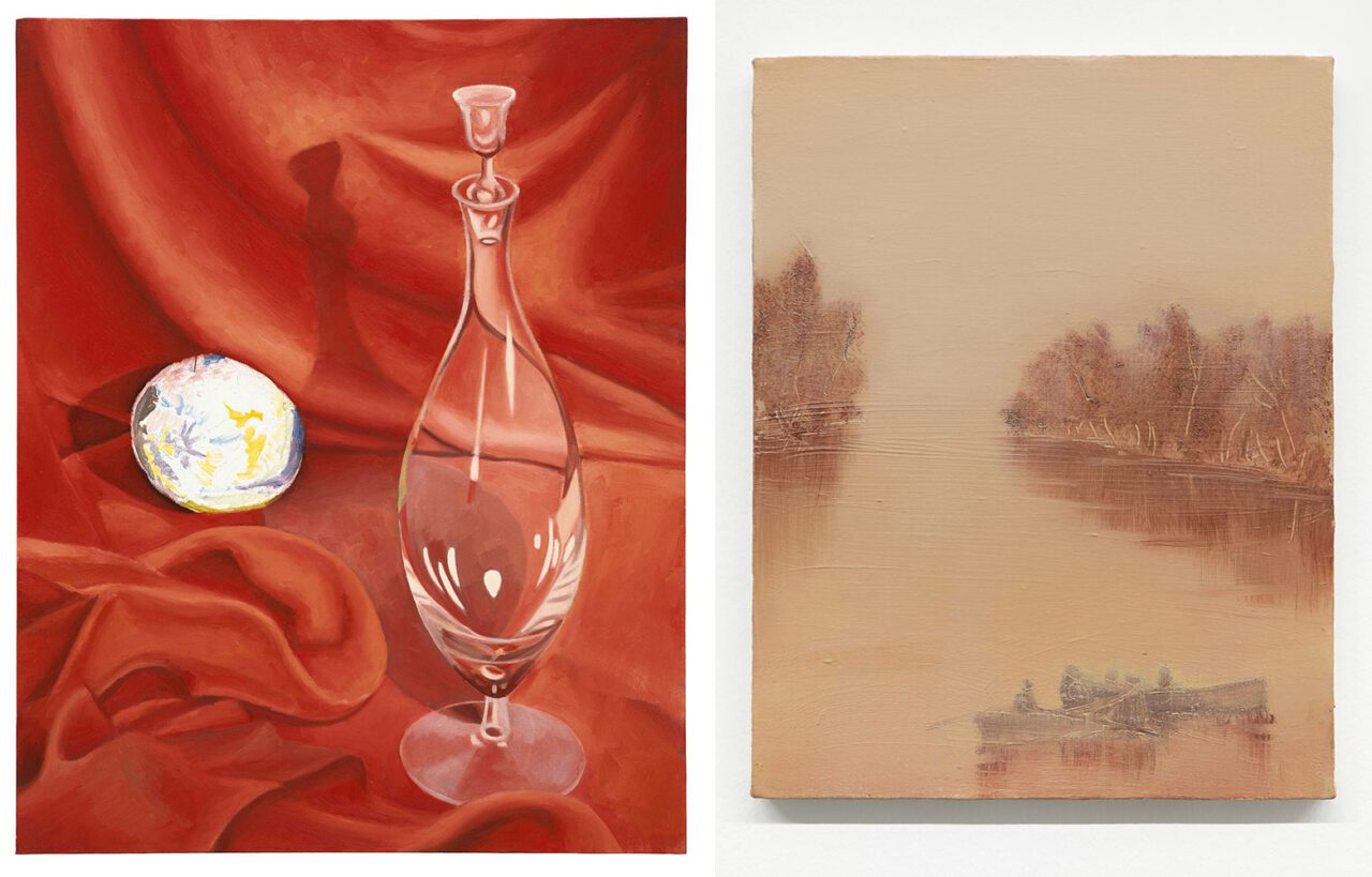 Left: Ull Hohn, Untitled, 1994/1995. Oil on canvas, 127,5 x 101 x 2,5 cm. Courtesy The Estate of Ull Hohn and Galerie Neu, Berlin Right: Ull Hohn, Ohne Titel (Landscape), ca. 1992/1993. Oil on canvas, 35,5 x 27,8 x 1,8 cm. Courtesy Private collection, Milan