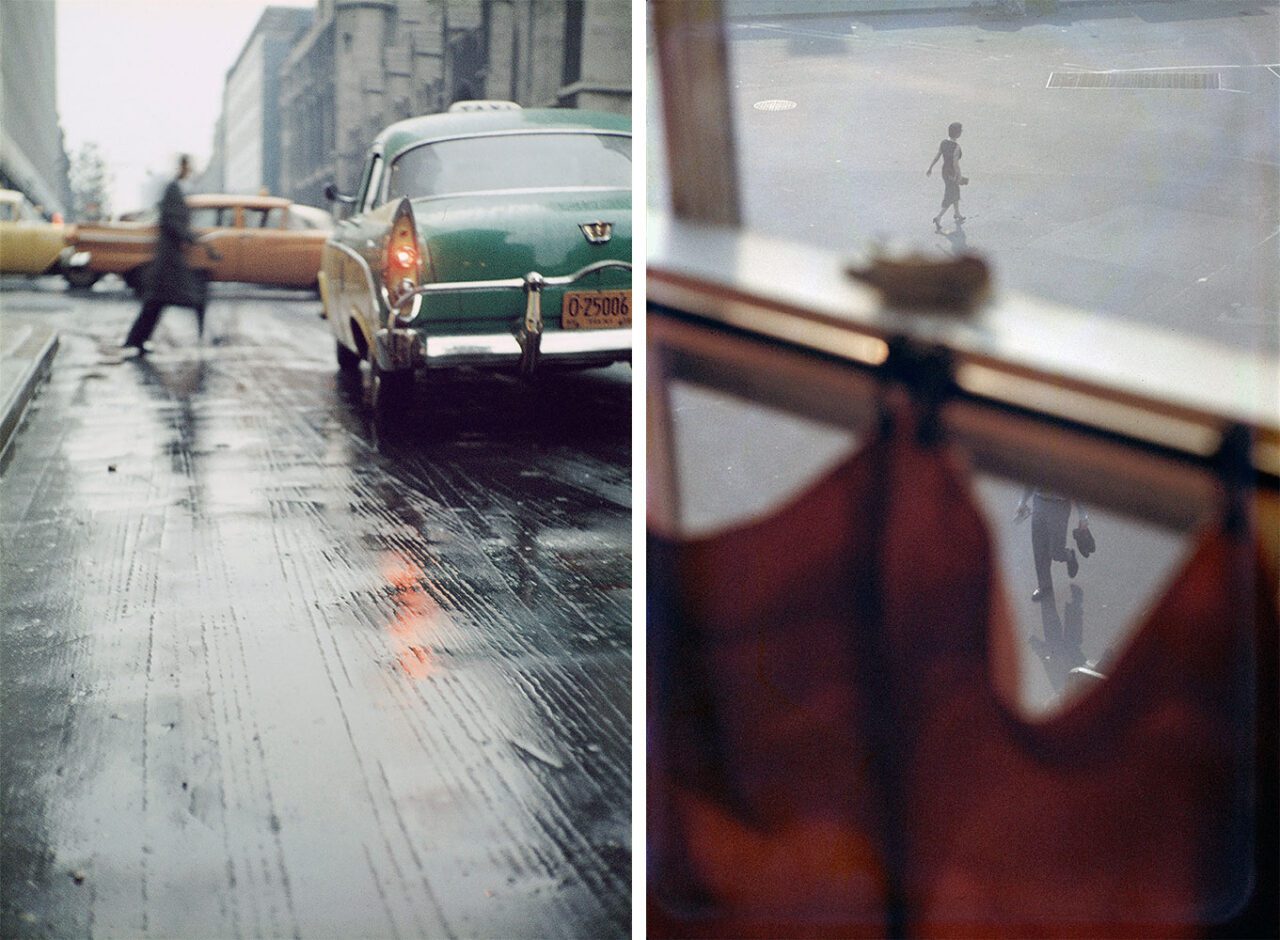 Left: Untitled, undated © Saul Leiter FoundationRight: Red Curtain, 1956 © Saul Leiter Foundation