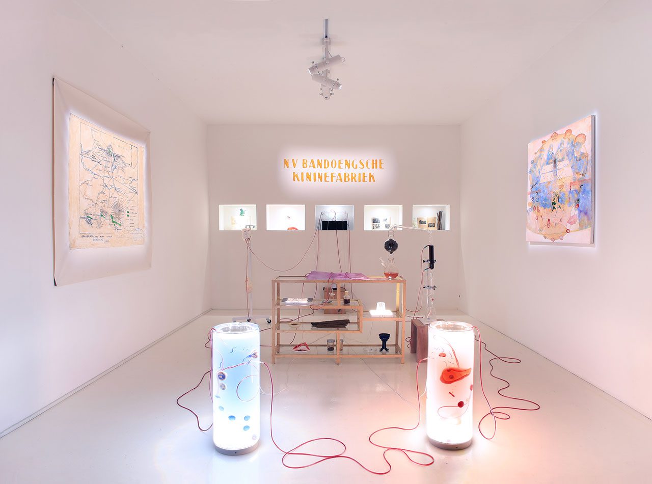 Kei Imazu, Bandoengsche Kininefabriek, 2024, mixed media, size variable, Collection of the Artist, courtesy of The Artist and ROH