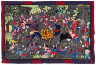 Myrlande Constant, Ceromine Bois Caiman, Date unkown, Beads and sequins on fabric, 52 x 82 inches, © Myrlande Constant, Courtesy the artist and Fort Gansevoort