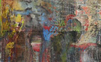 Jutta Haeckel, Skin in the Game, 2024, acrylic on jute (8 panels), 78 3/4 x 126 in, 200 x 320 cm, © Jutta Haeckel, Courtesy the artist and Hosfelt Gallery