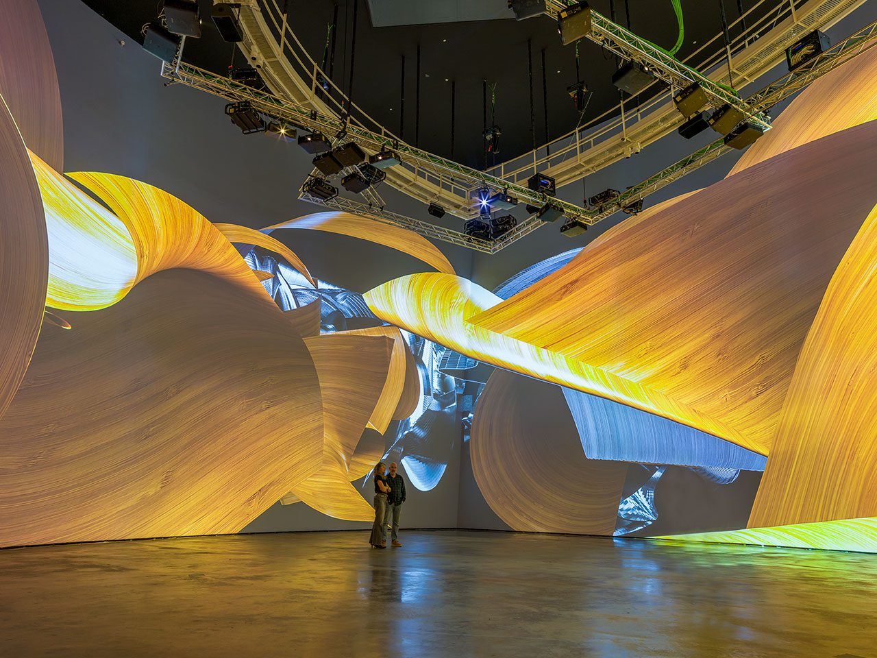 Refik Anadol Studio, Installation view of “Living Architecture: Gehry” at the Guggenheim Museum Bilbao, © Refik Anadol, Bilbao 2025