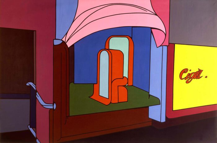 Valerio Adami, La vetrina, 1969, Acrylic on canvas, 243 x 365 cm, © Valerio Adami, Courtesy the artist and Fondazione Marconi