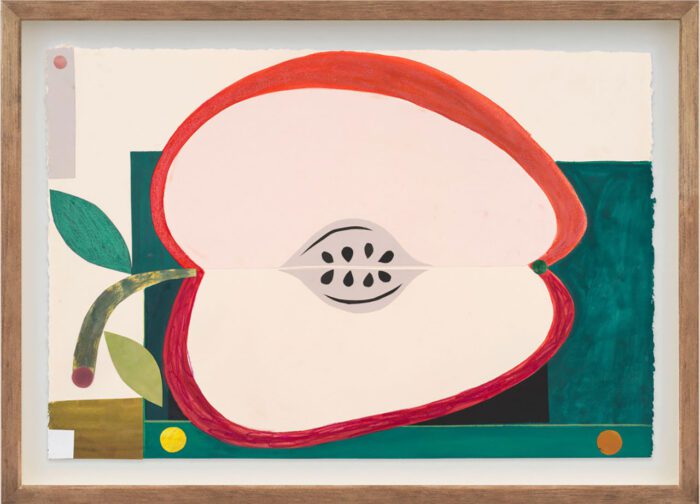 Austin Eddy, Vulnerable. 2025, Watercolor, Gouache, colored pencil, oil pastel, cut paper on paper, Sheet 38 x 56 cm / 15 x 22 in, © Austin Eddy, Courtesy the artist and Galerie Eva Presenhuber