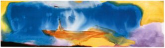 Helen Frankenthaler, Moveable Blue, 1973, Acrylic on canvas, 177.8 x 617.8 cm, ASOM Collection, © 2025 Helen Frankenthaler Foundation, Inc./Artists Rights Society (ARS), New York / VEGAP, Photo : © ASOM Collection