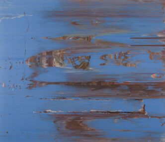 Jack Whitten. Mirsinaki Blue. 1974. Acrylic on canvas, 62 1/8 × 72 1/8″ (157.8 × 183.2 cm). Collection of the Herbert F. Johnson Museum of Art, Cornell University. Gift of Leonard and Ruth Bocour. © 2024 Herbert F. Johnson Museum of Art, Cornell University