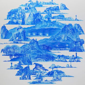 Sea Hyun Lee, Beyond Blue - 024SEP01, 2024, oil on linen, 130 x 130 cm (51 ⅛ x 51 ⅛ in.), © Sea Hyun Lee, Courtesy the artist and Galerie Peter Kilchmann