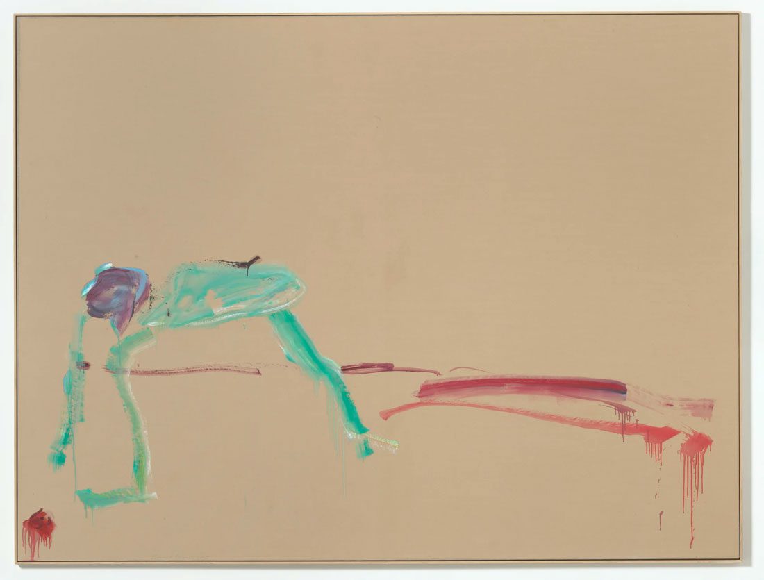 Martha Jungwirth, Atalanta und Hippomenes II (nach Guido Reni), 2023, Oil on paper on canvas, 241.6 x 320.2 cm (130.31 x 95.67 in), © Martha Jungwirth, Courtesy the artist and Thaddaeus Ropac Gallery