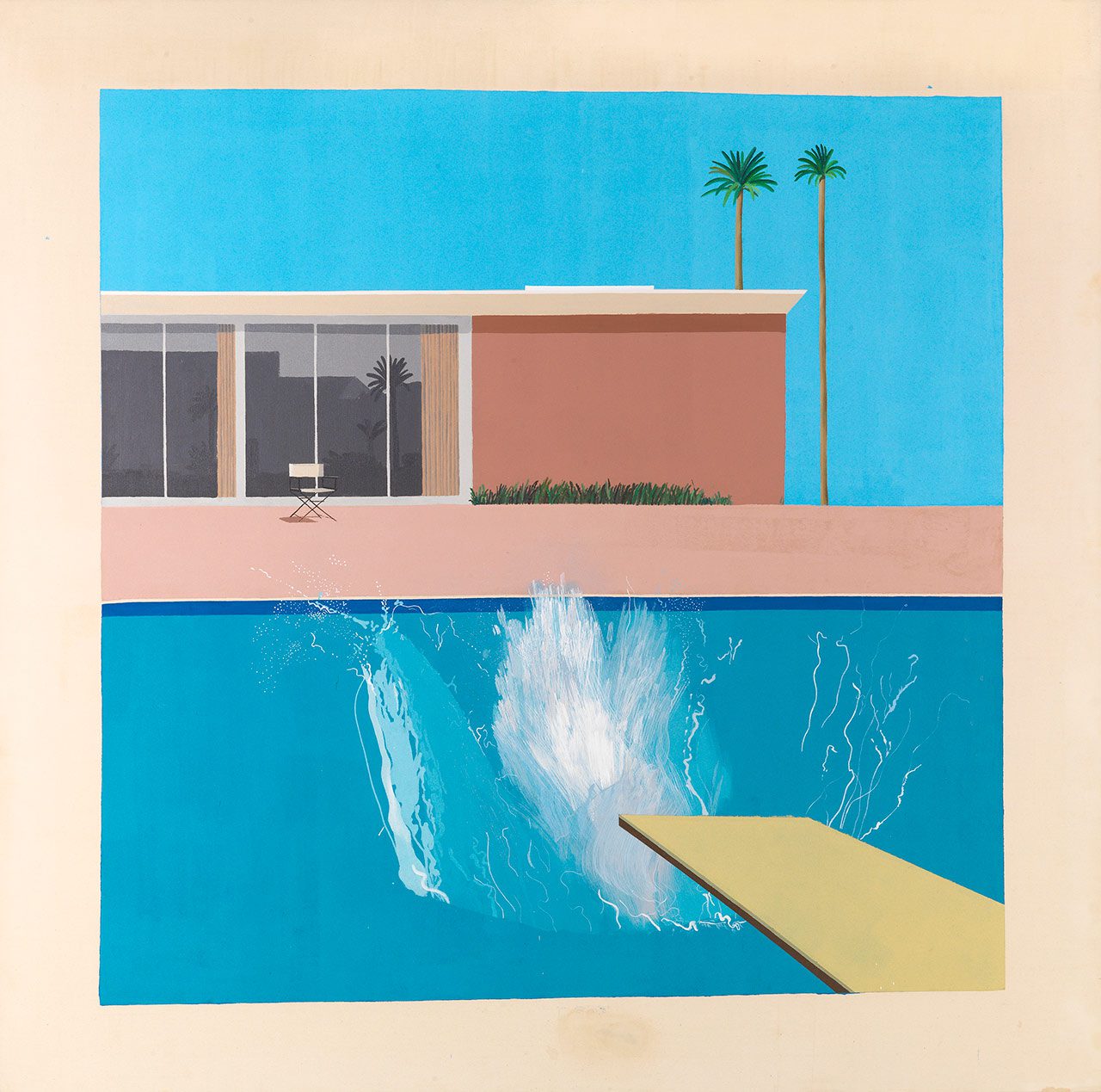 David Hockney, A Bigger Splash, 1967, Acrylic on canvas, 242.5 x 243.9 x 3 cm (96 x 96 x 1.181 Inches), © David Hockney, Tate, U.K.