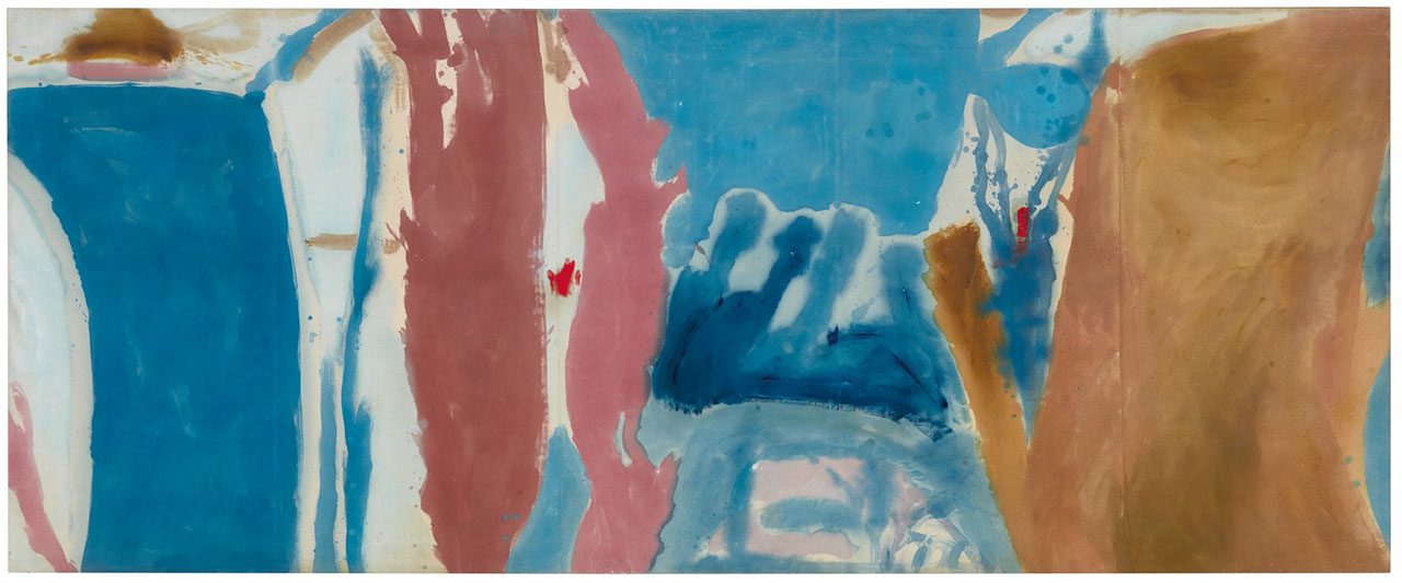 Helen Frankenthaler, Open Wall, 1953, Oil on canvas, 136.5 x 332.7 cm, Helen Frankenthaler Foundation, New York, © 2025 Helen Frankenthaler Foundation, Inc./Artists Rights Society (ARS), New York / VEGAP, Photo: Rob McKeever, courtesy Gagosian