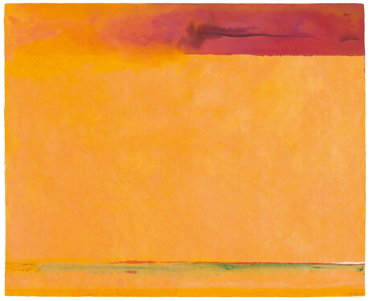Helen Frankenthaler, Southern Exposure, 2002, Acrylic on paper, 153.7 x 187.6 cm, Helen Frankenthaler Foundation, New York, © 2025 Helen Frankenthaler Foundation, Inc./Artists Rights Society (ARS), New York / VEGAP, Photo: Dan Bradica, courtesy Helen Frankenthaler Foundation, New York