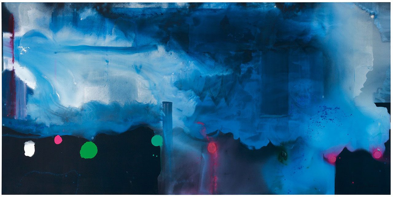 Helen Frankenthaler, Star Gazing, 1989, Acrylic on canvas, 181.6 x 365.8 cm, Helen Frankenthaler Foundation, New York, © 2025 Helen Frankenthaler Foundation, Inc./Artists Rights Society (ARS), New York / VEGAP, Photo: Tim Pyle, courtesy Helen Frankenthaler Foundation, New York