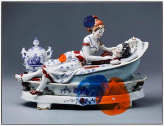 Hanakam und Schuller, Die Salzmassage, 2025, AI, digital color photography, acrylic ink on Fuji Crystal Archive, 1/3 (Ed. 3 + 2AP) series of unique pieces, 32x43,5cm,© Hanakam und Schuller, Courtesy the artists  and Krinzinger Schottenfeld Gallery