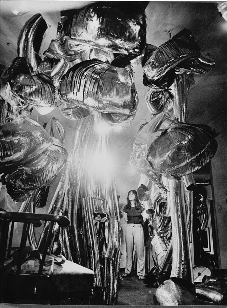 Marisa Merz with Living Sculpture, Turin, 1966. Courtesy of Archivio Merz © SIAE. Photograph by Renato Rinaldi