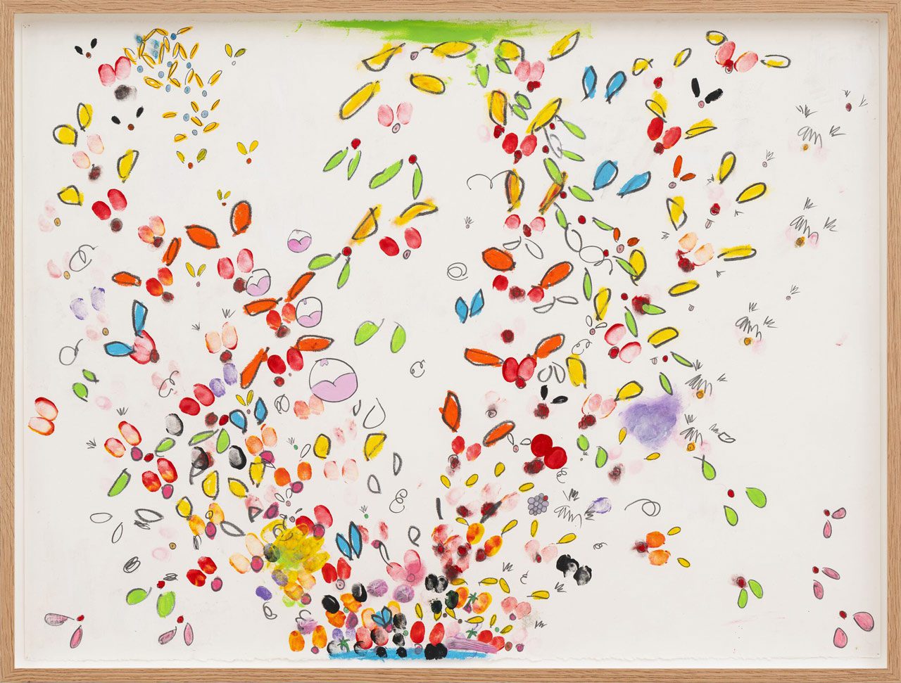 Mika Rottenberg, Mm09, 2024, Graphite, acrylic, color pencil on paper, 56.8 x 76 cm / 22 3/8 x 29 7/8 in 59.4 x 3.5 x 1.9 cm / 23 3/8 x 1 3/8 x 3/4 in (framed), Photo: Damian Griffiths, © Mika Rottenberg, Courtesy the artist and Hauser & Wirth Gallery