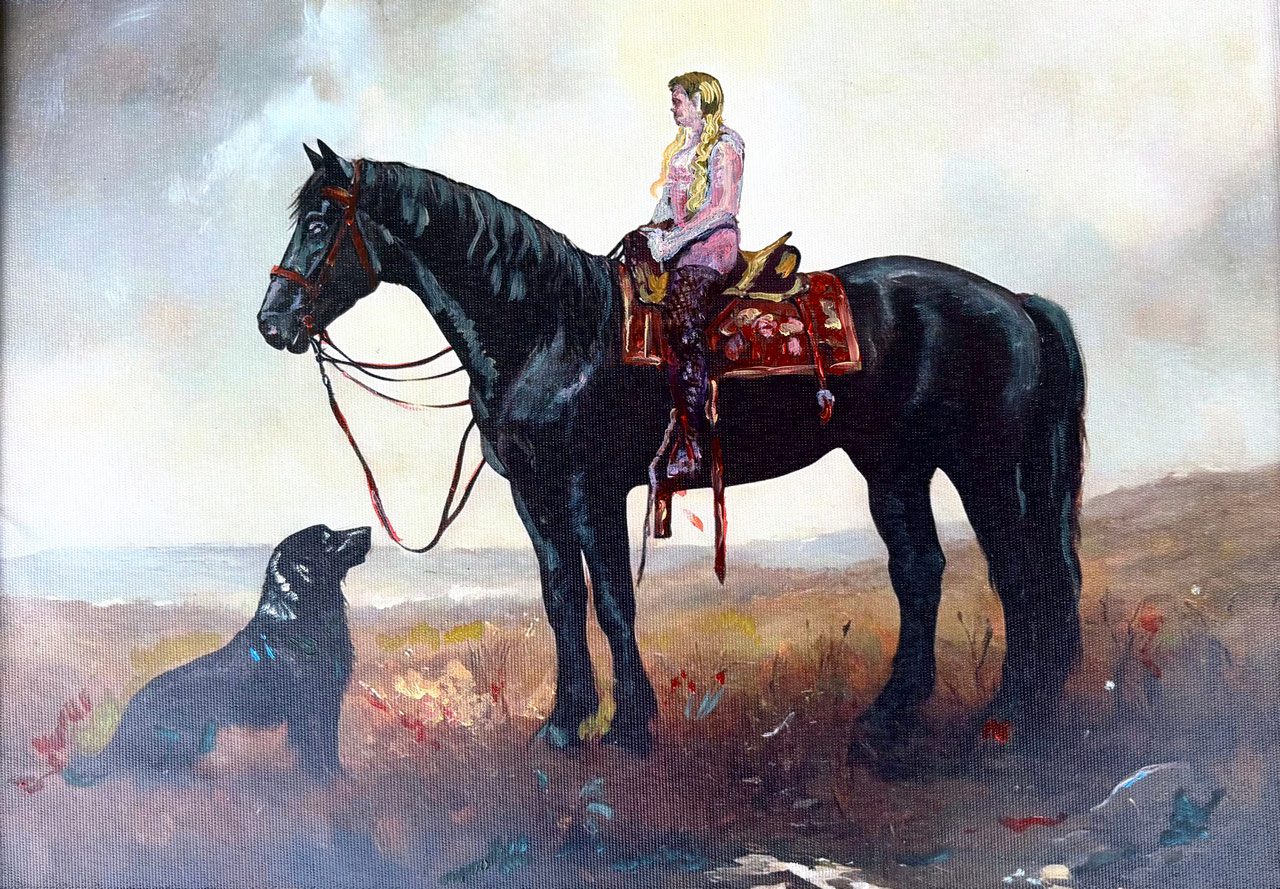 Angelika Prapa, The girl and the horse, 2025, Oil on canvas, 30 x 40 cm (framed)
