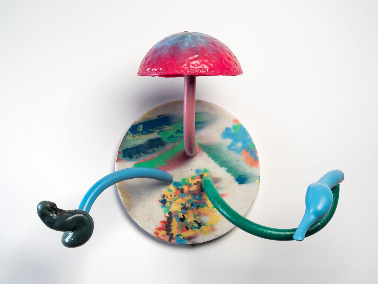 Mika Rottenberg, Lampshare (wall piece 5), 2025, 48.3 x 53.3 x 38.1 cm / 19 x 21 x 15 in, Milled reclaimed household plastic Lighting component: resin and electric hardware, Photo: Pete Mauney, © Mika Rottenberg, Courtesy the artist and Hauser & Wirth Gallery