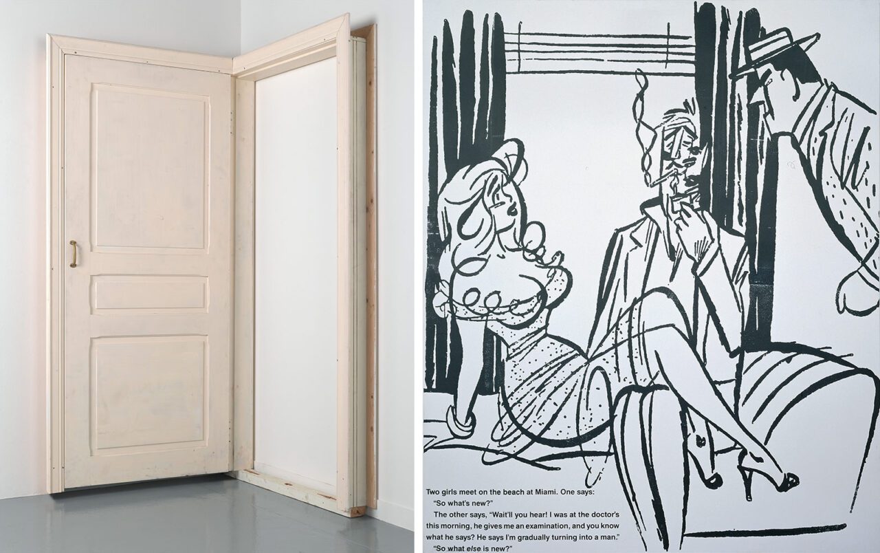 Left: Josh Smith, Untitled, 2005, Oil on canvas, 152 x 122 x 4.5 cm, © Josh Smith, Photo: Farzad OwrangRight: Richard Prince, What’s New, 1989, Silkscreen on canvas 294 x 243 x 4 cm, © Richard Prince