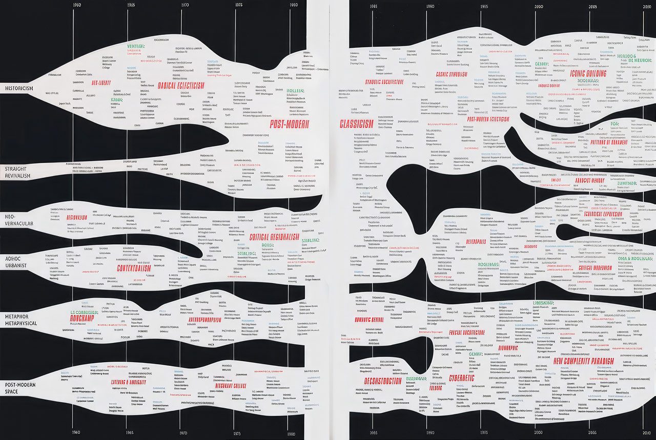 Charles Jencks, “Post-Modern Evolutionary Tree’ in The Story of Post-Modernism,, London: John Wiley & Sons, 2011, page 48 CIVA Collections, Brussels