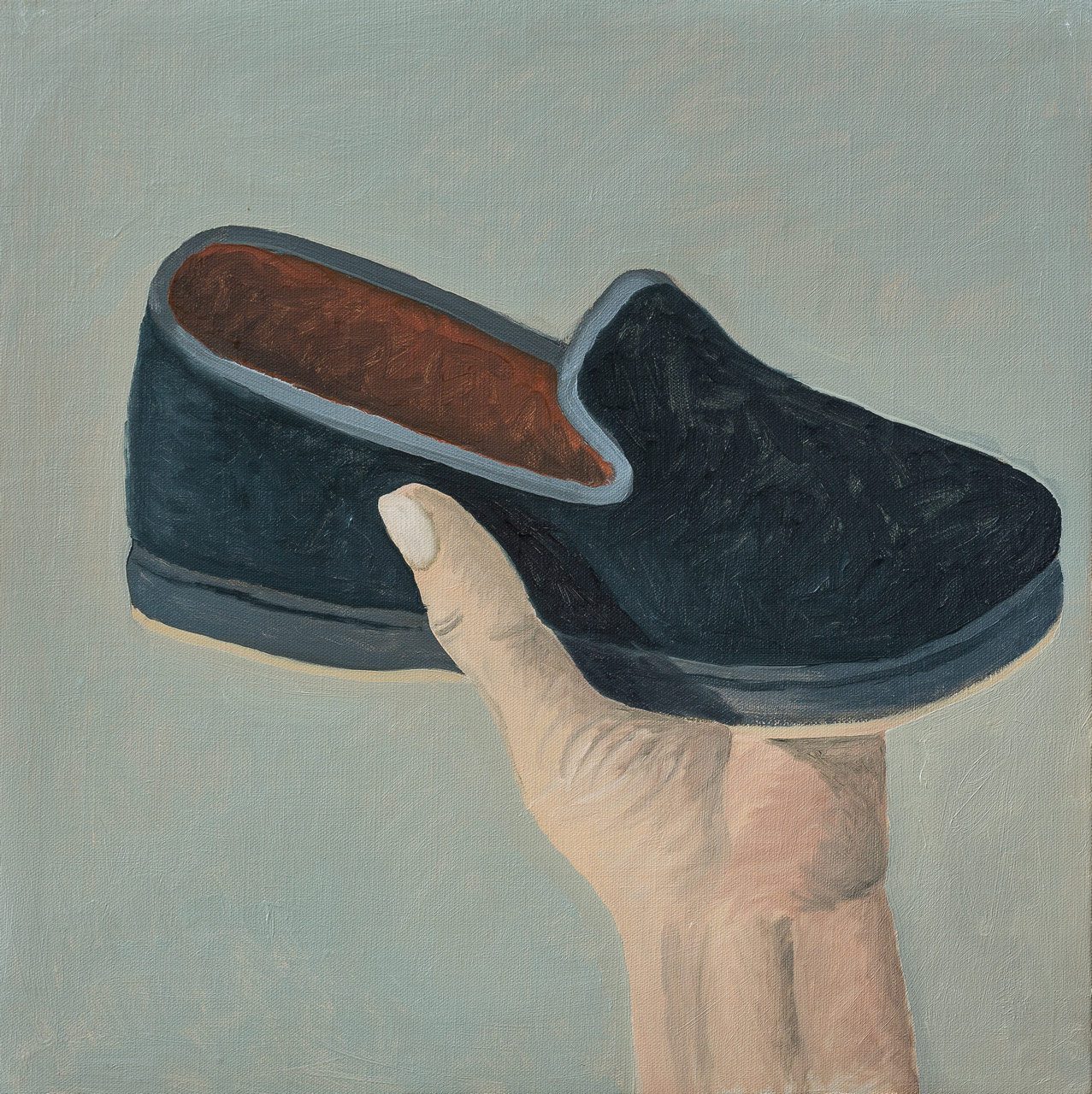 Nathalie Du Pasquier, Aereoplano pantofola in mano C0211, oil on canvas, 2002, 40 x 40 cm