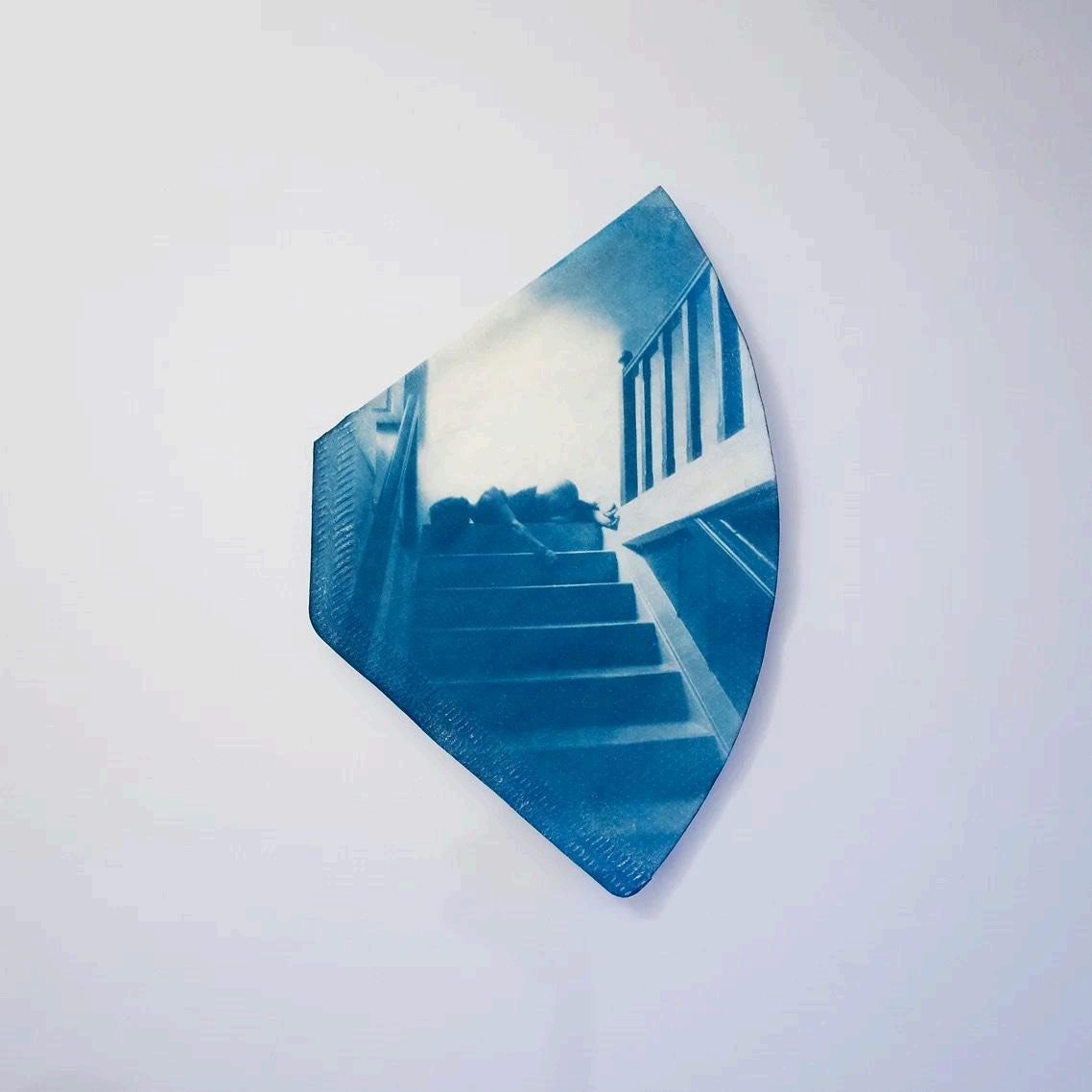 Evgenia Efstathiou, Mother’s House #01, 2023, Cyanotype on coffee filter, 27 Χ 27 cm (framed)