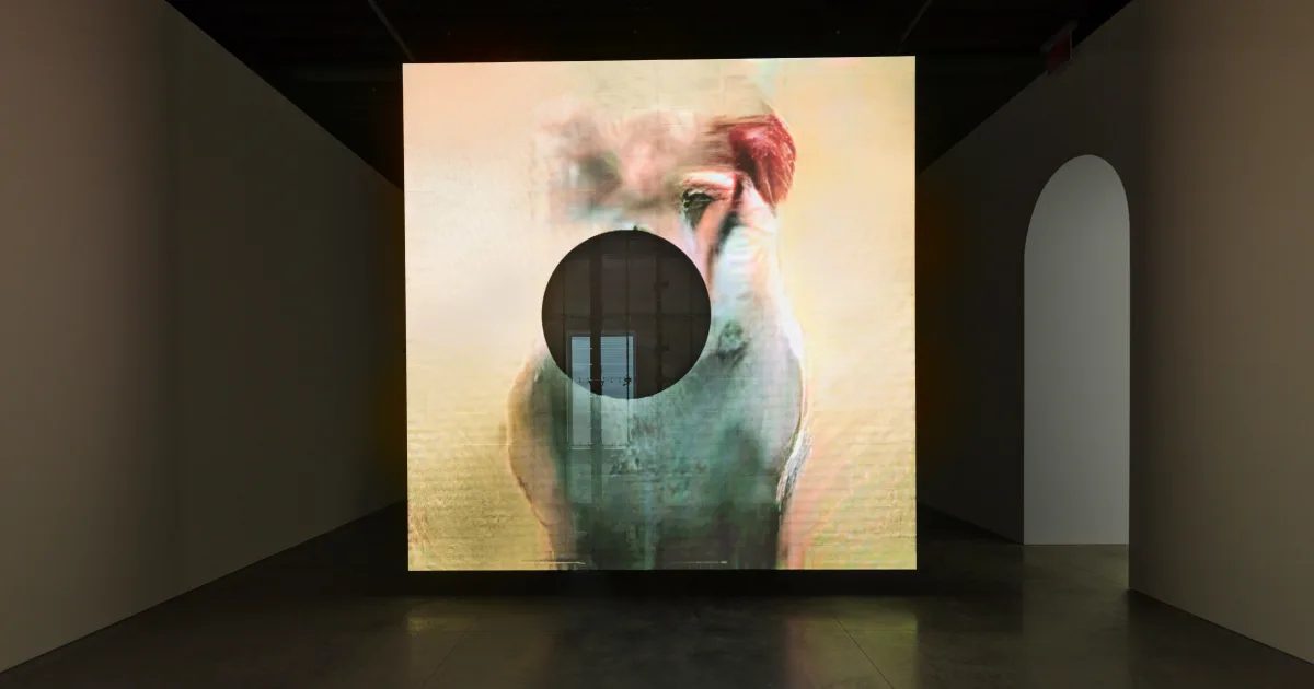 Pierre Huyghe, Annlee – UUmwelt, 2018-2024 , Deep image reconstruction, generated in real time, face recog¬nition, sensors, brain wave sound, Edition of 3 plus 2 artist's proofs, © Pierre Huyghe, Courtesy the artist and Marian Goodman Gallery