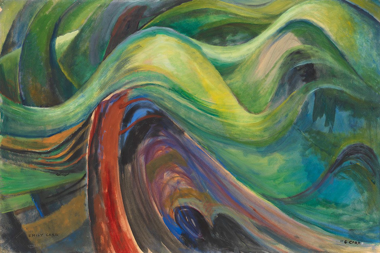Emily Carr, Abstract Tree Forms, 1931/32Oil on paper, 61.1 x 91.1 cm Collection of the Vancouver Art Gallery, Emily Carr Trust Photo: Vancouver Art Gallery