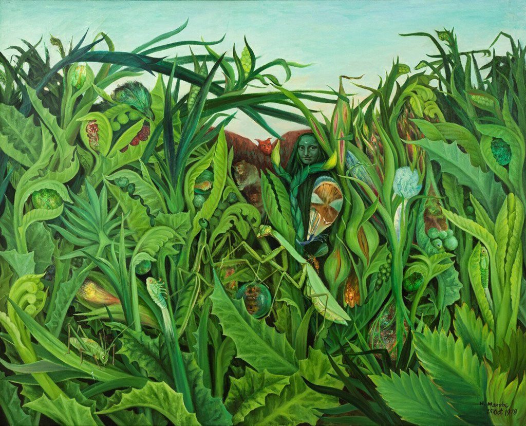 Kim Chongnam (Manabe Hideo),〈Birth Control of Birds〉, 1978. Pil paint on canvas, 130.5 × 160.3cm. Courtesy of the artist’s family