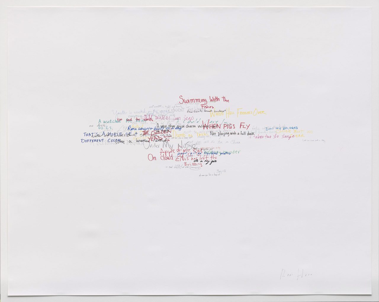 Roni Horn, Wits’ End Mash (swimming with the fishes), 2019, Silkscreen on paper, 124,5 × 157,5 cm, Photo: Ron Amstutz, © Roni Horn, Courtesy the artist and Galleria Raffaella Cortese