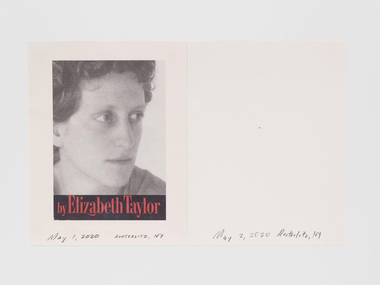 Roni Horn, By Elizabeth Taylor 2 • Blank with Hole, 2022, Two pigment prints on rag paper. Bleed images, floated edge-to-edge in frame, 34,8 × 53,8 cm; 40 × 59,3 × 3 cm, Photo: Tom Powel, © Roni Horn, Courtesy the artist and Galleria Raffaella Cortese