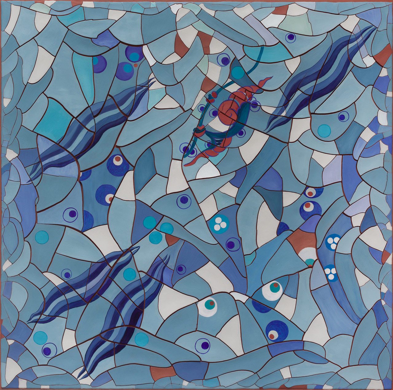Adriana Varejão, Iznik Matáki, 2025, Oil and plaster on canvas, 70 7/8 x 70 7/8 inches (180 x 180 cm)
