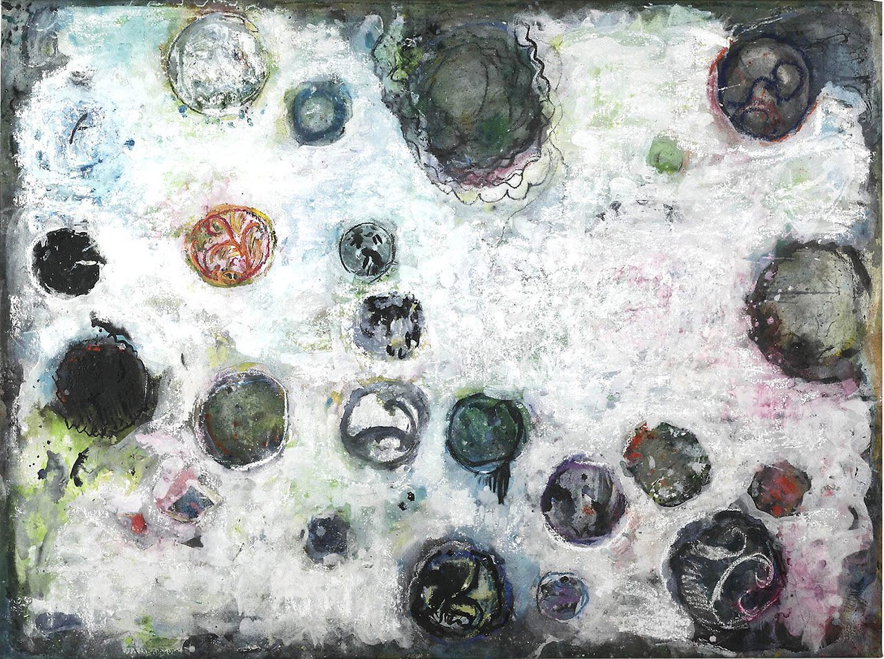 Norbert Prangenberg, Hand in Hand, 2006, Watercolor, pastel and ink on canvas, 140.5 x 190.5 cm (55 1/3 x 75 in), Courtesy Galerie Karsten Greve